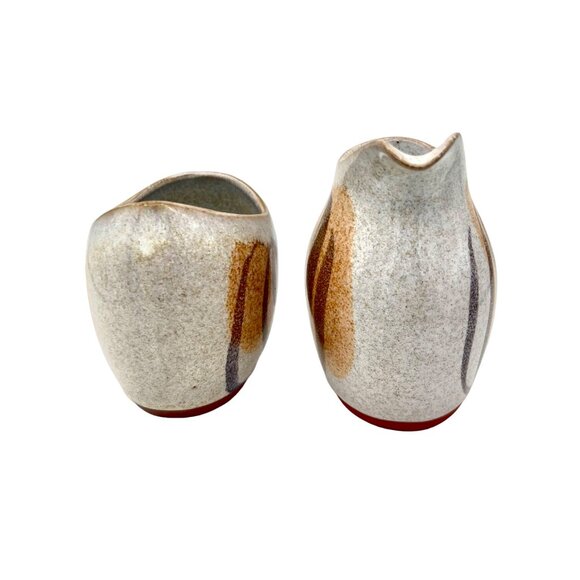 Hand Painted Ceramic Creamer & Sugar Set with Abstract Design MCM Design - Picture 3 of 7